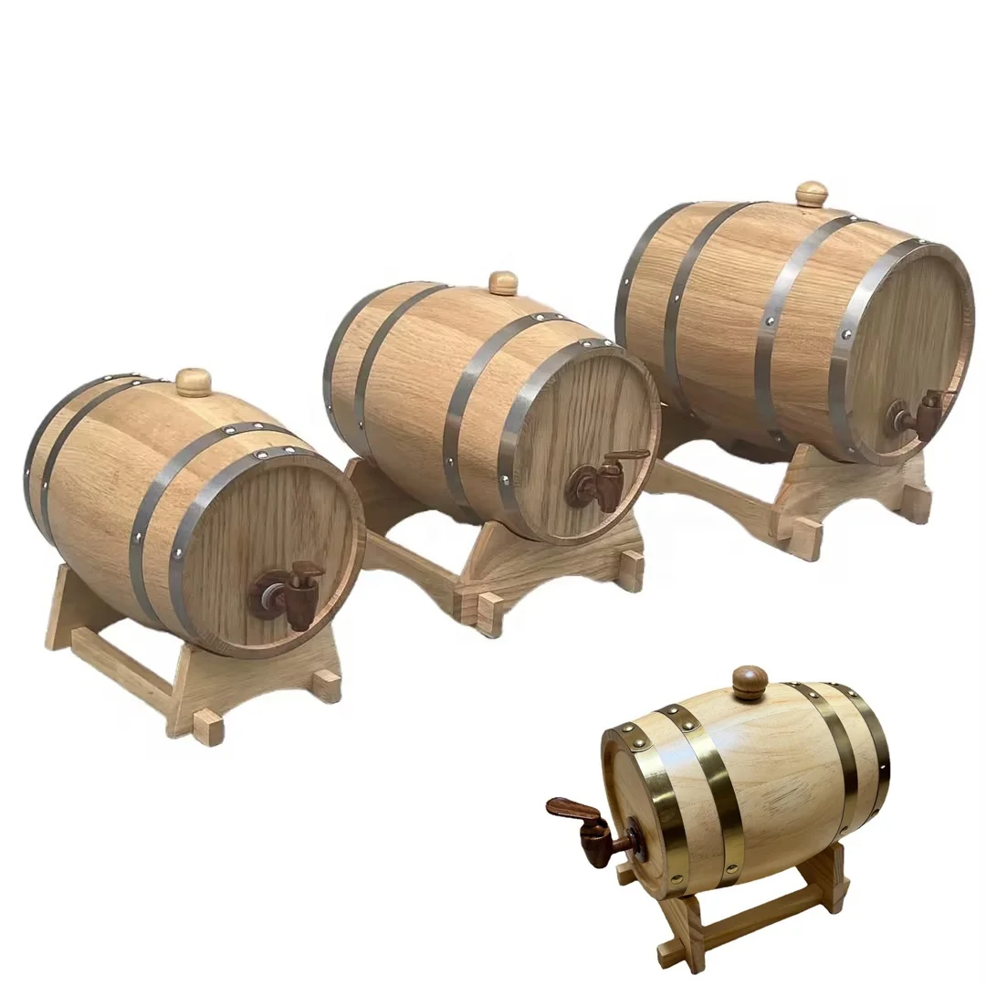 Caoxian Huashen factory wholesale wooden barrels oak wood barrel wood wine barrel 1/1.5/ 3/ 5 /10 L