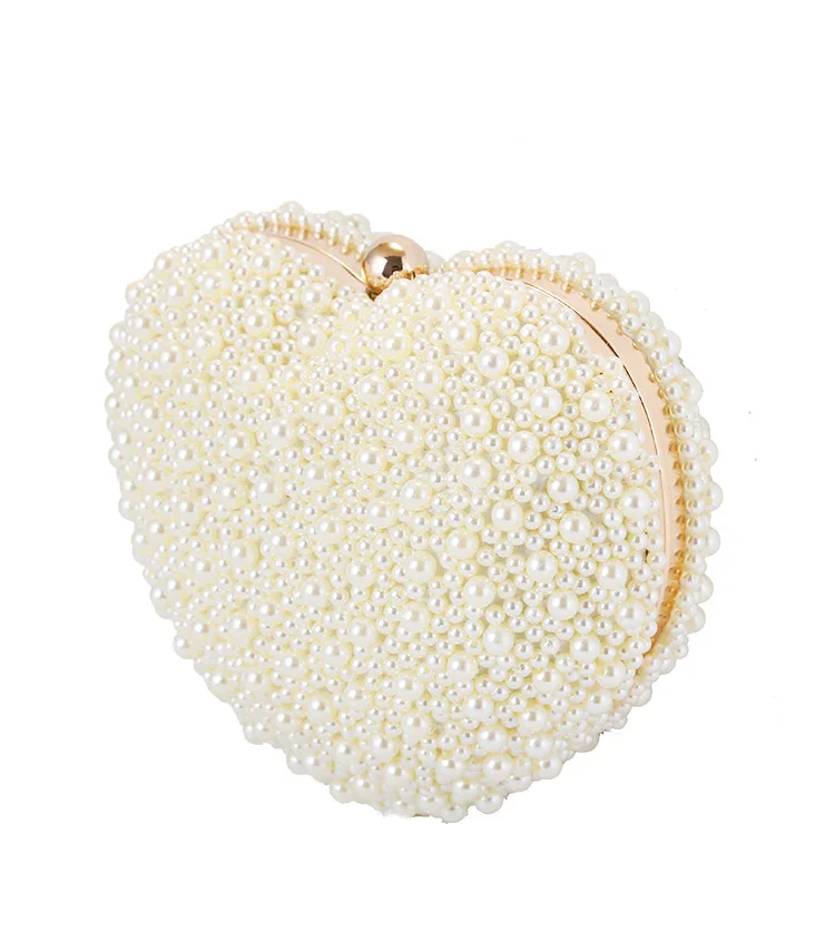 
Womens wedding heart luxury special crystals beaded pearl clutch evening bags 