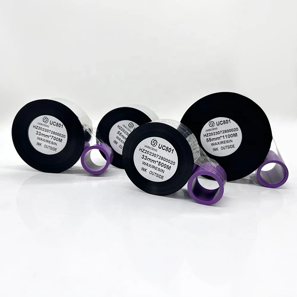 General wax resin TTO black ribbon UC801 55*500m marken linx vdeojet domino inside outside thermal transfer ribbon