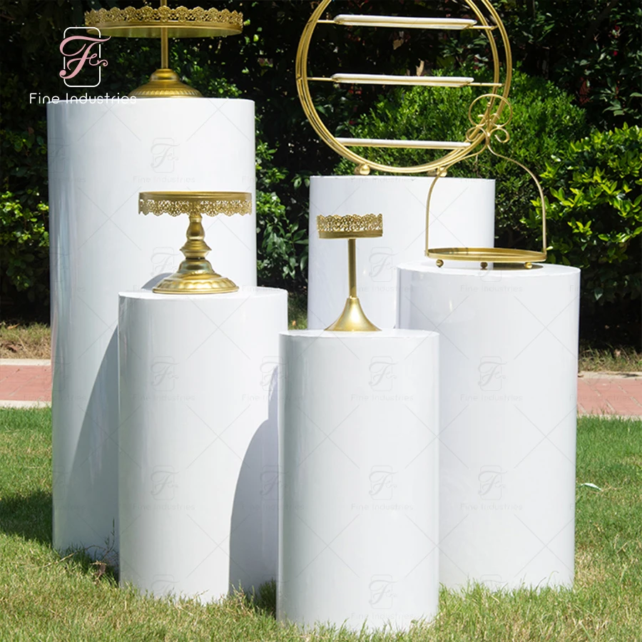 New Design wedding event decoration Round Dessert Table iron Cake Stand Set for Dessert Table Cylinder Plinth Flower Stand