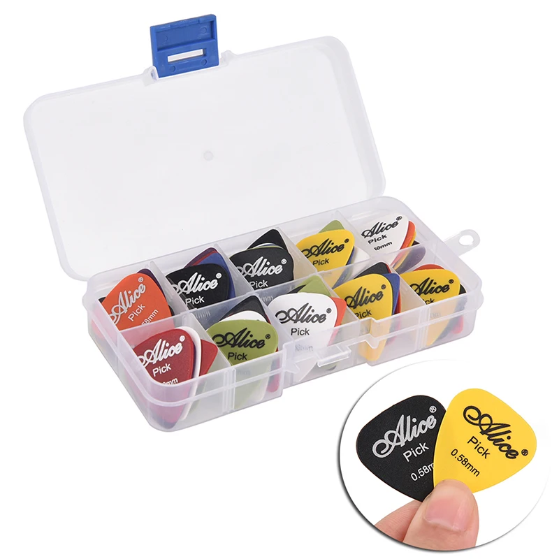 50 guitar picks 1 box case Alice acoustic electric bass pic plectrum mediator guitarra accessories thickness 0.58 - 1.5 mm