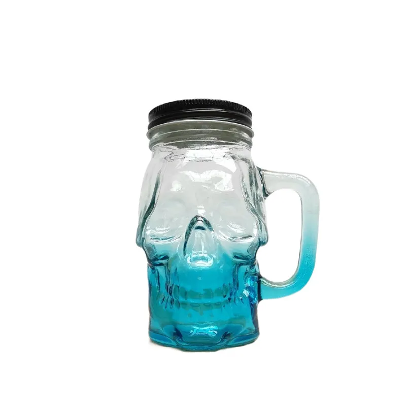 Glassware 16oz Skull shaped Bar Container beer cup for beer drinks with customized color painted