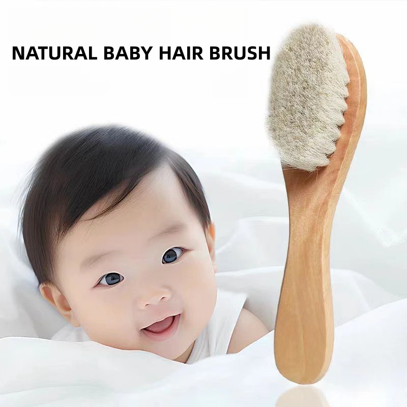 Eco-friendly Kids baby Portable Nurse Care Hair Brush Comb Natural Wood Soft Wool Fur Brush Massage Hair Brush Comb