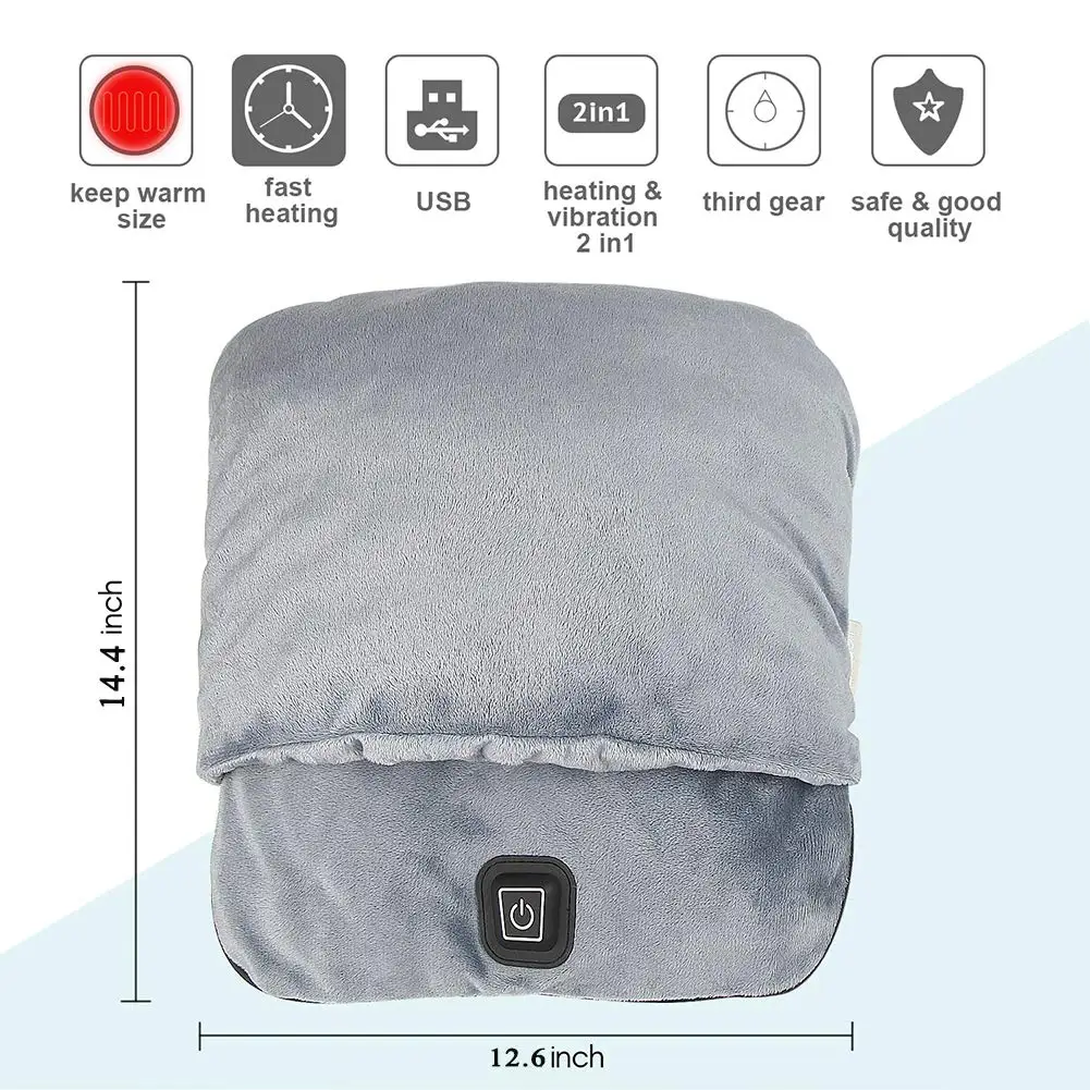 Electric Heated Foot Warmer Soft Plush Micro Mink Fabric & USB Fast Heating Pad for Women and Men Relieve Foot Pain