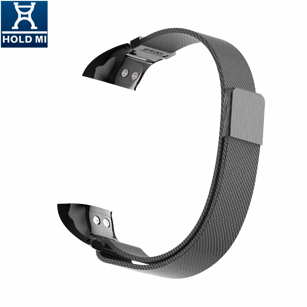 Factory price  Holdmi 7082 series black color magnetic SS milanese watch strap for HUAWEI honor band 4