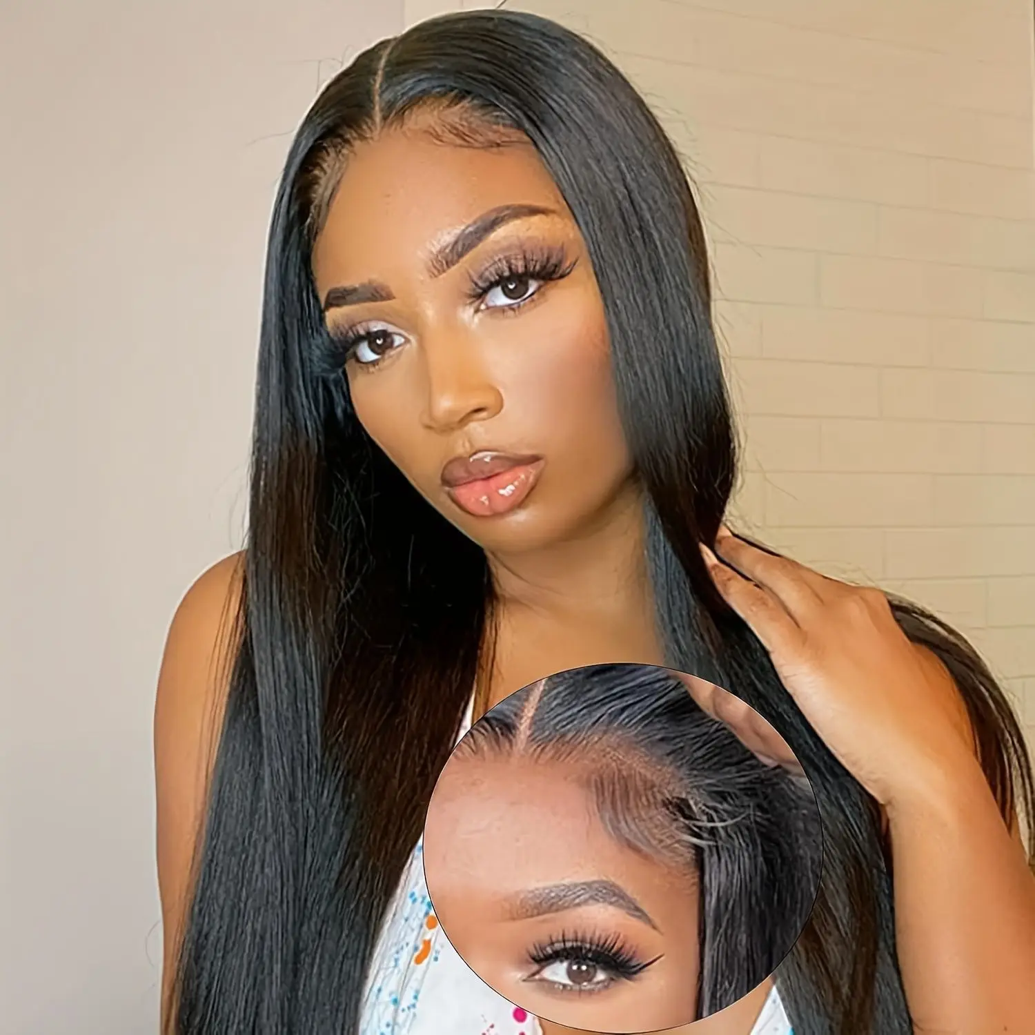 Glueless 6x4 HD Lace wigs 100% Human Hair HD Pre Plucked Bleached Knots Lace Front Wigs Straight 6x4 Lace Glueless Wear and go