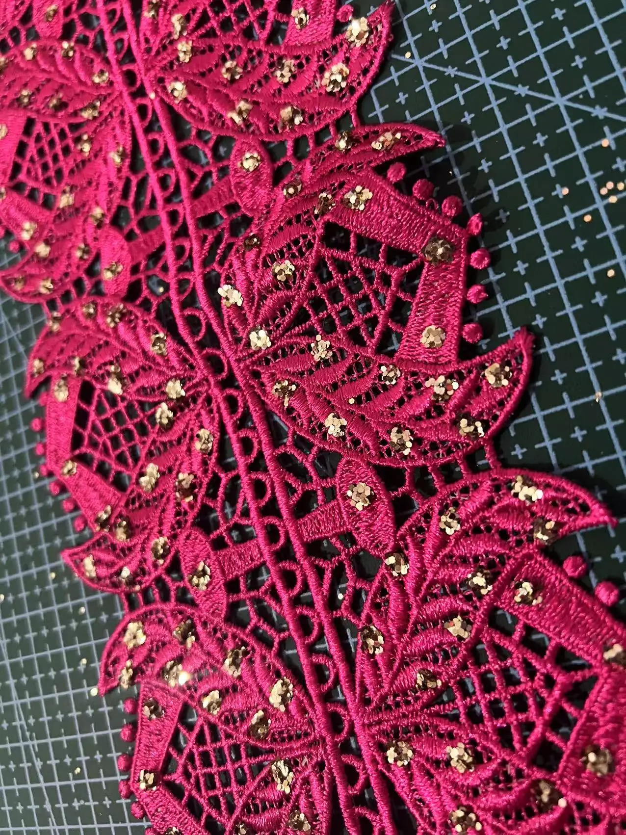 New Wide Embroidered Motif Glitter Power Nigeria Follower Venice Lace Trim Crochet Cord
