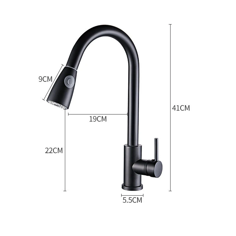 304 Stainless Steel pull out Hot and Cold Water Flexible Hose Kitchen Faucet