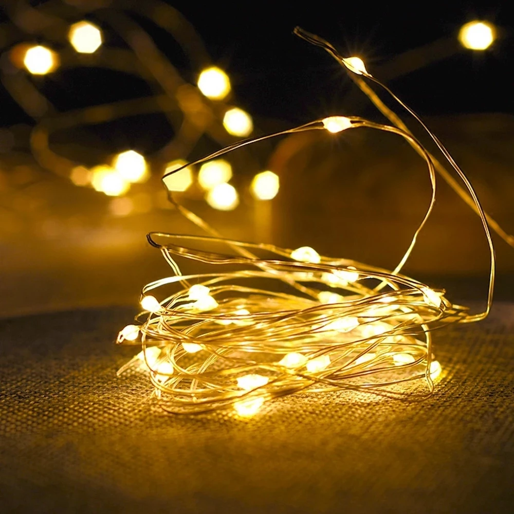 
Waterproof Twinkle Lights Copper Wire LED String Christmas Ornaments Garland Indoor Bedroom Home Wedding New Year Decoration 
