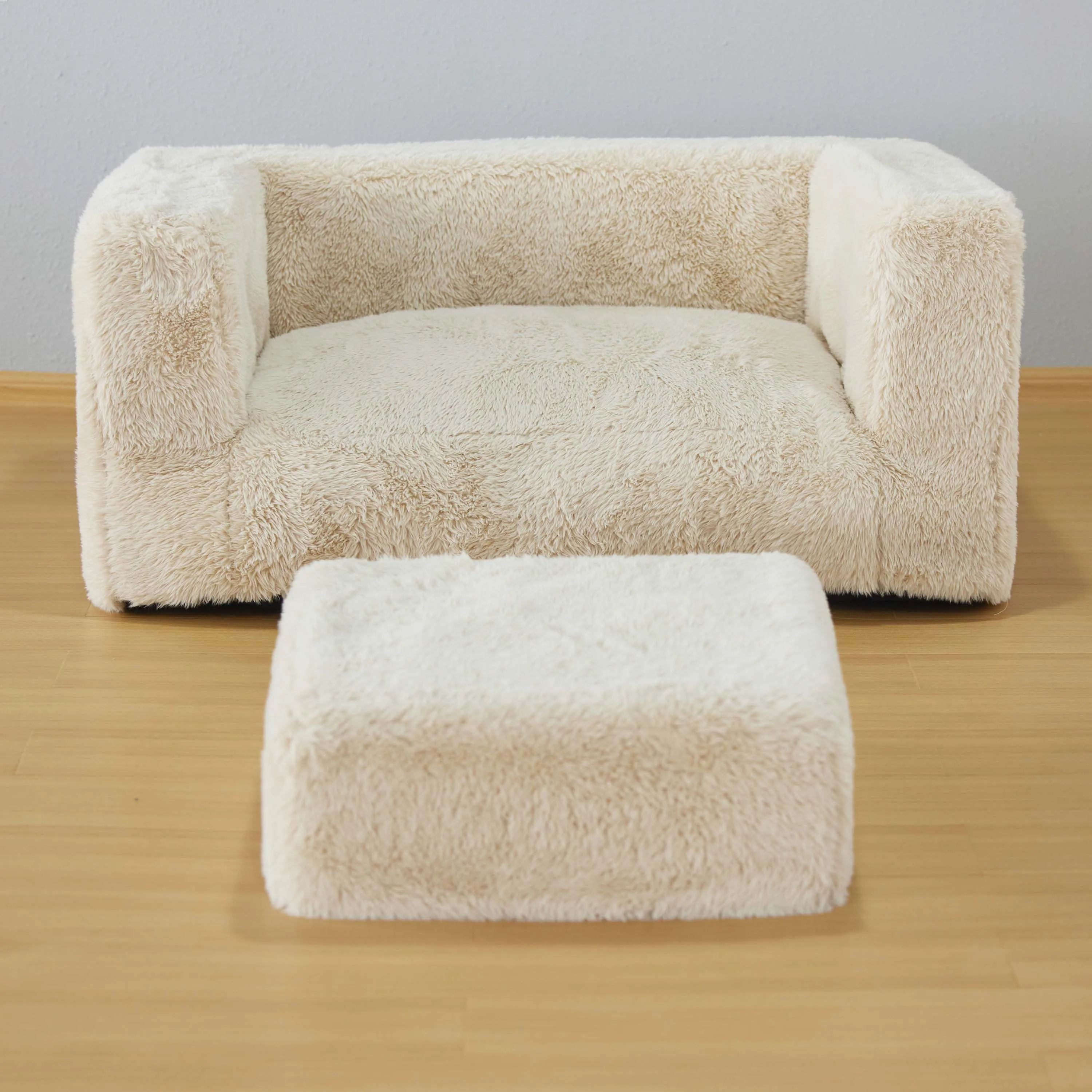 Custom Luxury Double Size Chair Twin Size Bean Bag Lazy Sofa Indoor Compressed Foam Sofa Cover with Footrest