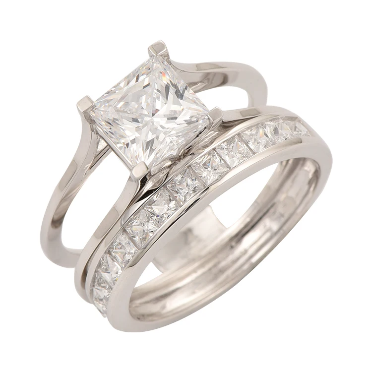 
Princess cut 14k solid gold wedding ring jewelry, solid gold wedding ring for women 