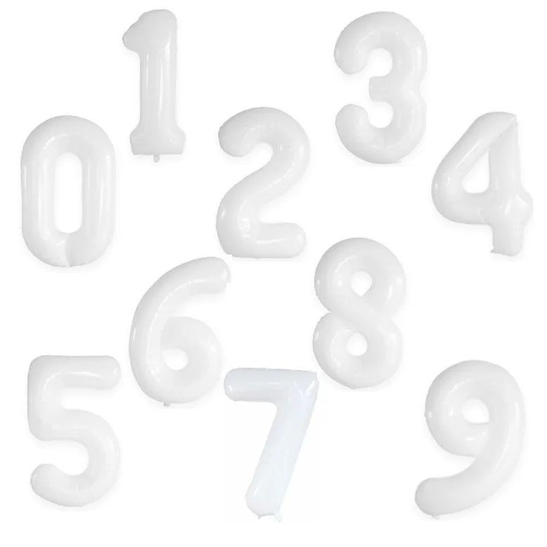 Large 32 inch number balloon 0-9 white number foil balloons for birthday anniversary wedding party decor supplies