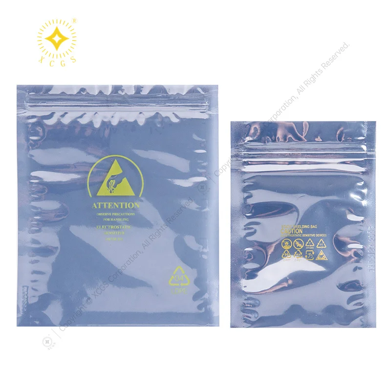 Custom Size Resealable Antistatic Ziplock ESD Shielding Bags Protective Antistatic Bag for Sore HDD SSD Device