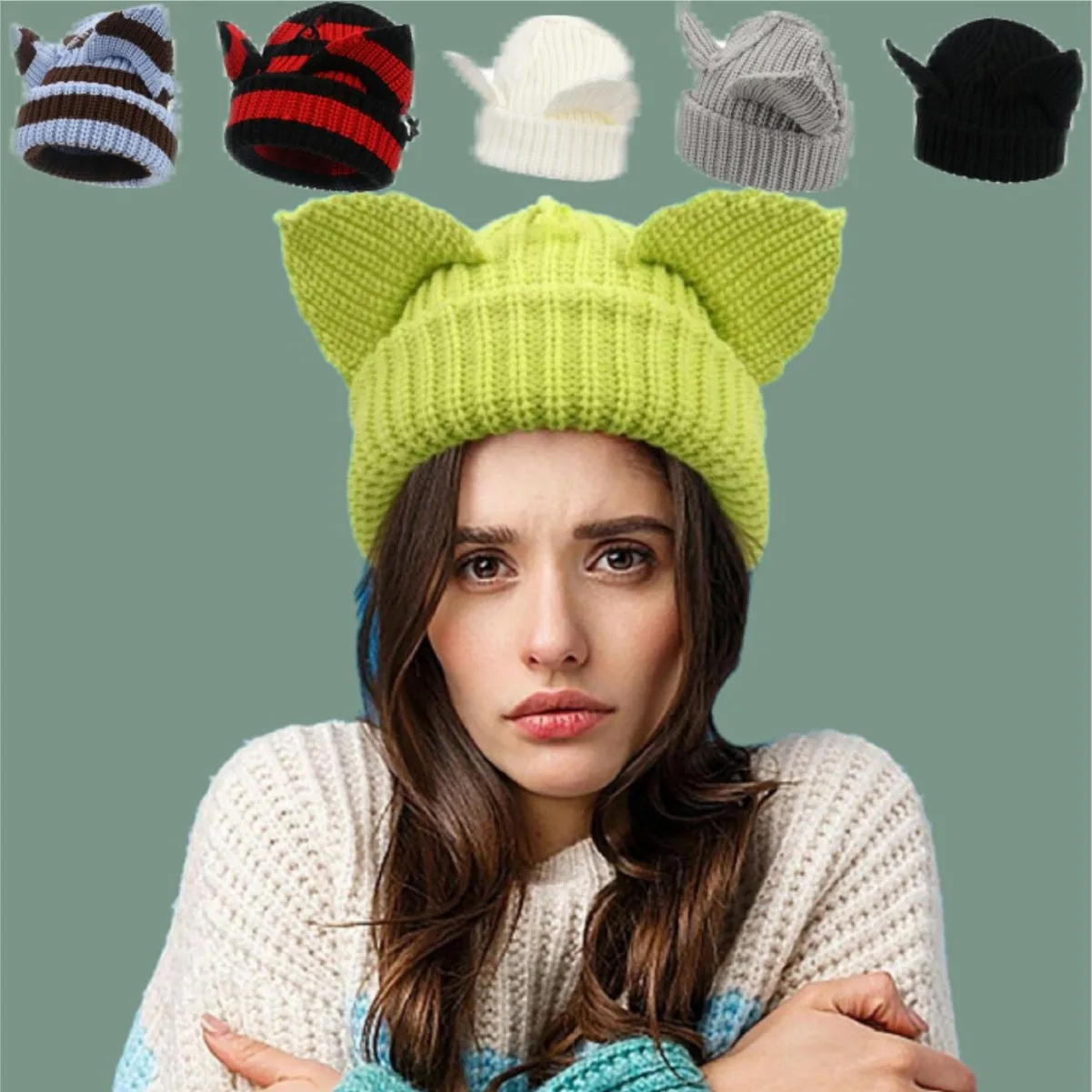 Женская трикотажная шапка в полоску