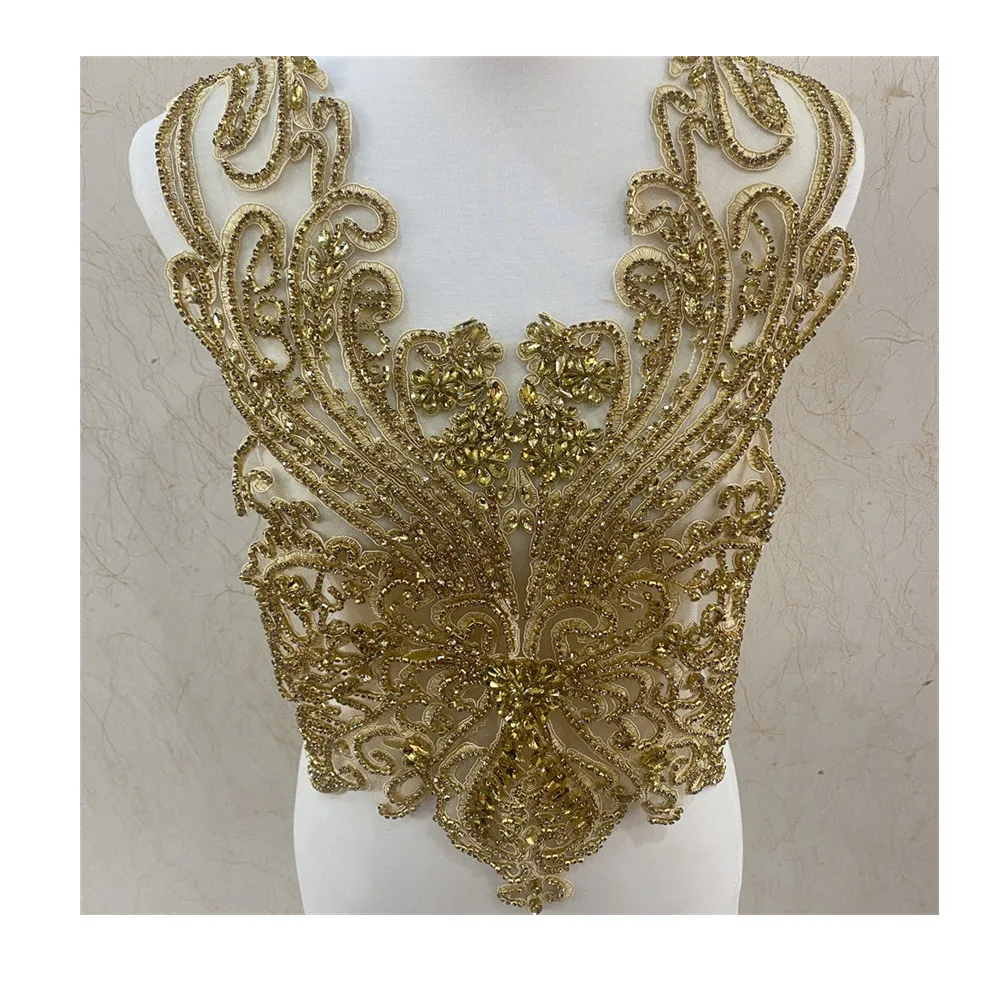 More colors High quality Handmade crystal rhinestones wedding collar appliques  for clothes decoration