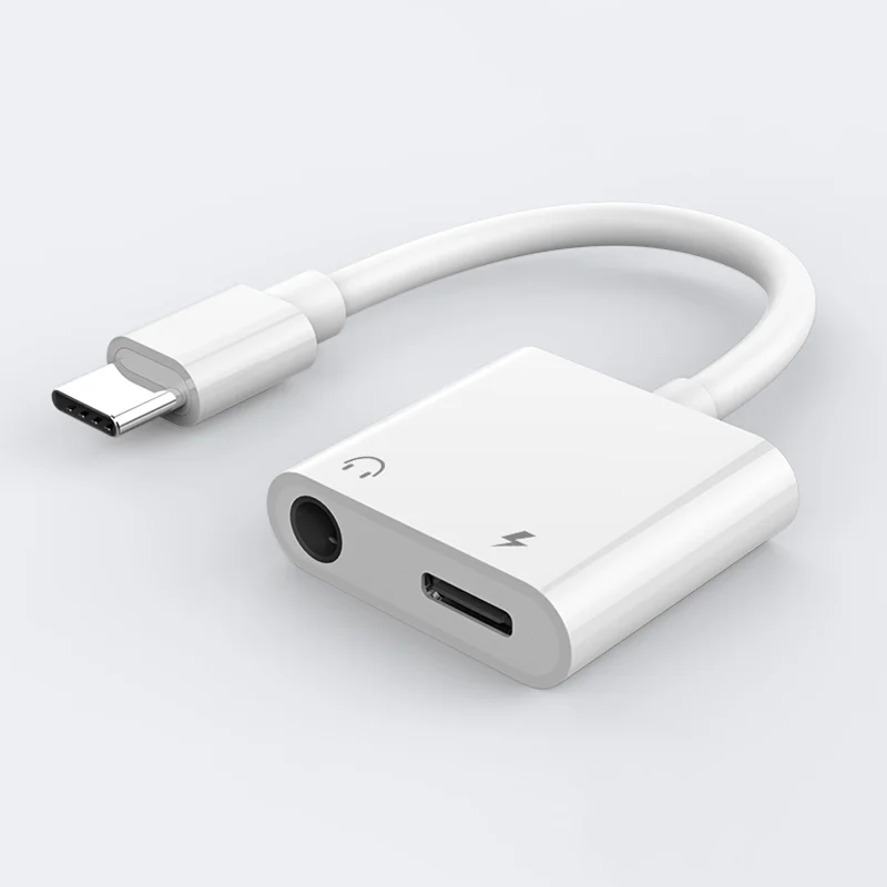 Amazon hot selling 2 in 1 Type-C to 3.5mm Jack Adapter AUX cable type c to type c aux cable for Samsung Huawei