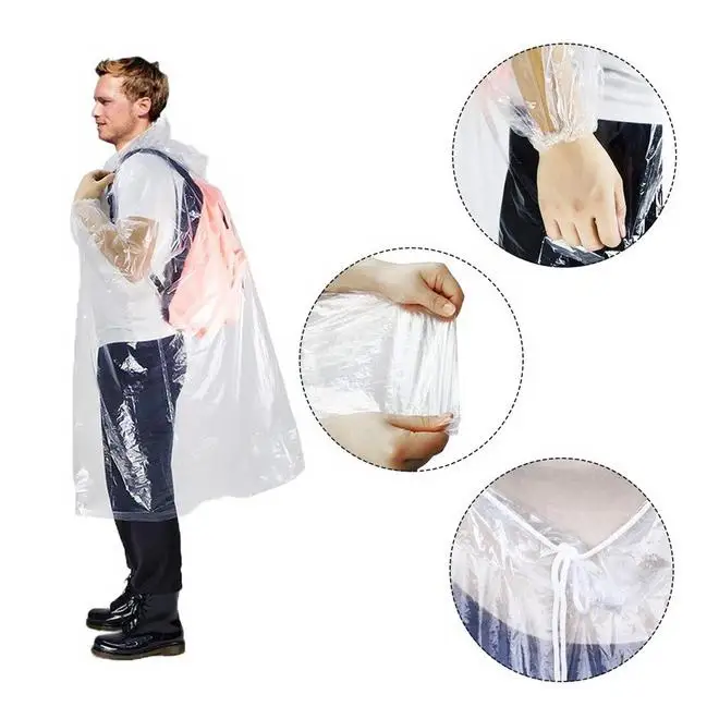 6pcs Clear Rain Poncho, Disposable Ponchos for Adult Super Waterproof for Theme Parks Hiking Camping Sports Events