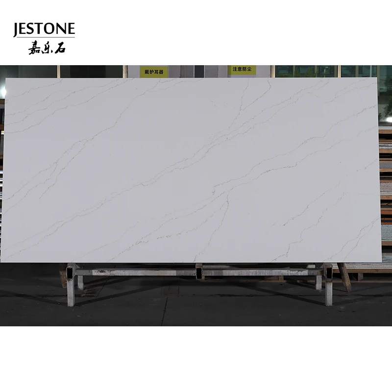 JESTONE Best Price Calacatta Design Artificial Quartz Stone Natural with Gold Veining for White Kitchen Countertops