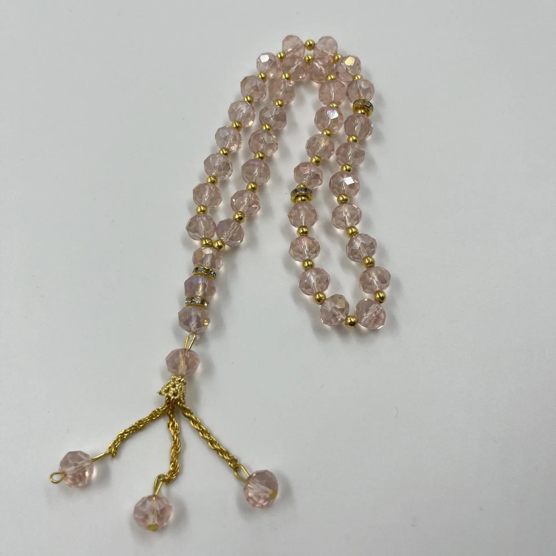 Hot Sell 33 Pieces Crystal  Muslim Prayer Kurdistan Tasbih Prayer Glass Pearl Beads Islamic Tassel Pendant Muslim Bracelets