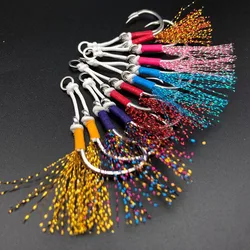 Jetshark 3 Line length 6 Colors Strong  PE Braided Line Saltwater Fishhook Single&Double Assist Slow Jigging Hooks