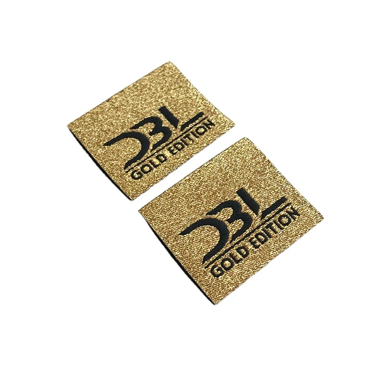 Custom Logo High Density Cheap Luxury Golden Woven Clothes Shirt Garment Fabric Damask Neck Label Made In China