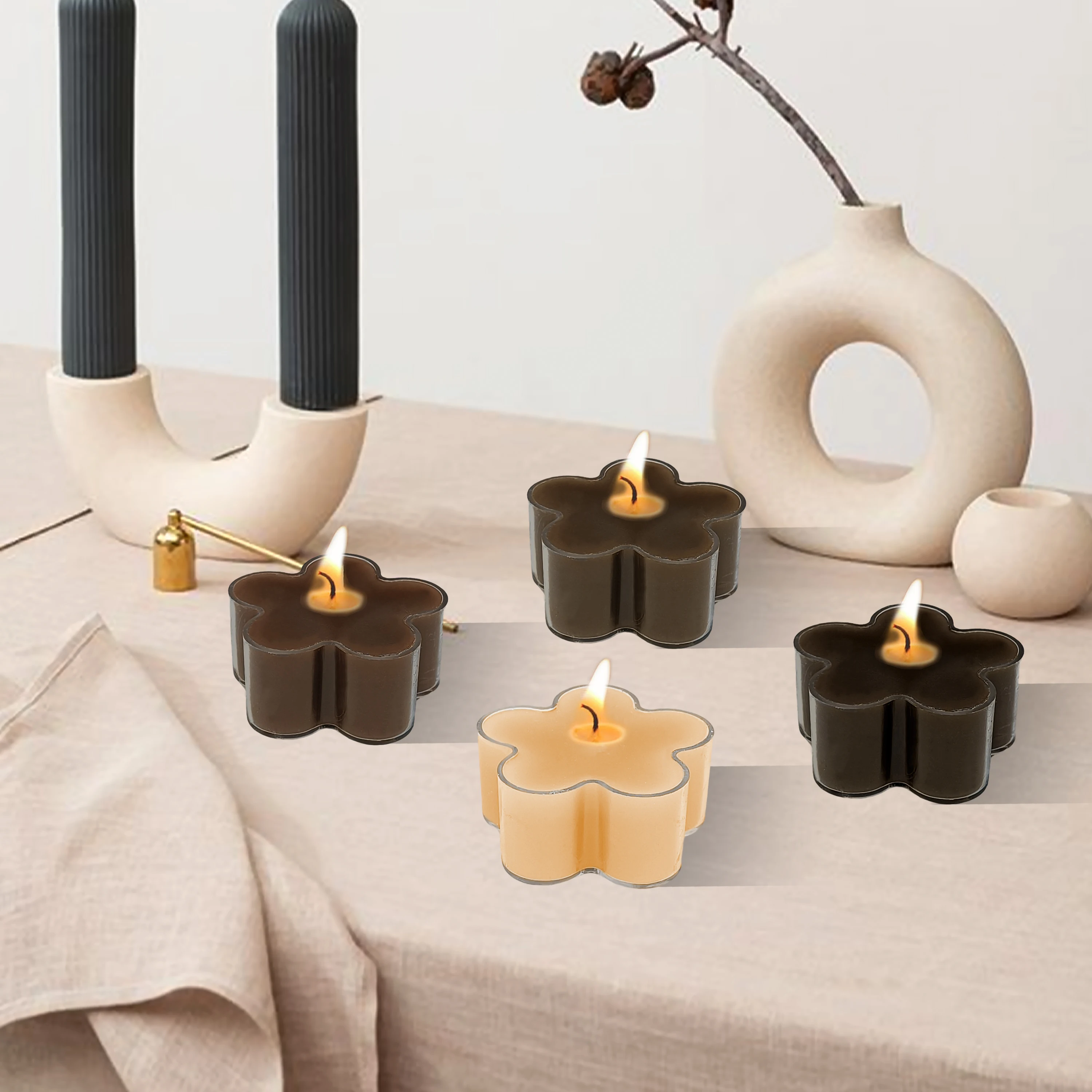 12/24 шт. прозрачная чашка чайная Гирлянда Свадебные романтические градиентные цветные пакетики чайная свеча долгое время горения парафиновые восковые Чайные свечи