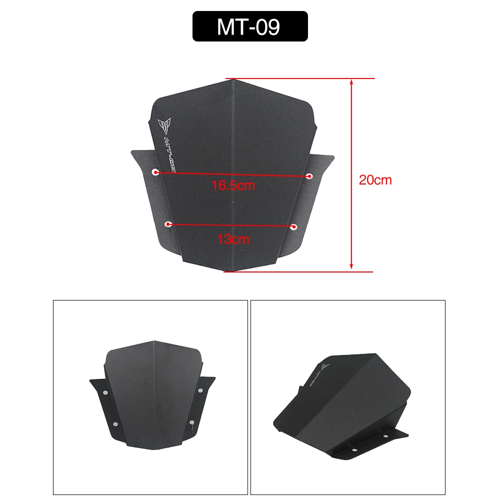 
Upper Mount Black Motorcycle Windshield Windscreen for Yamaha MT-07 MT-09 