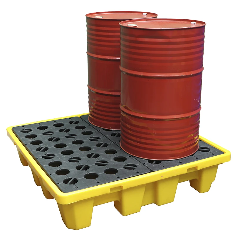 4 Drum Spill Pallet with Built-in Drain Plug
