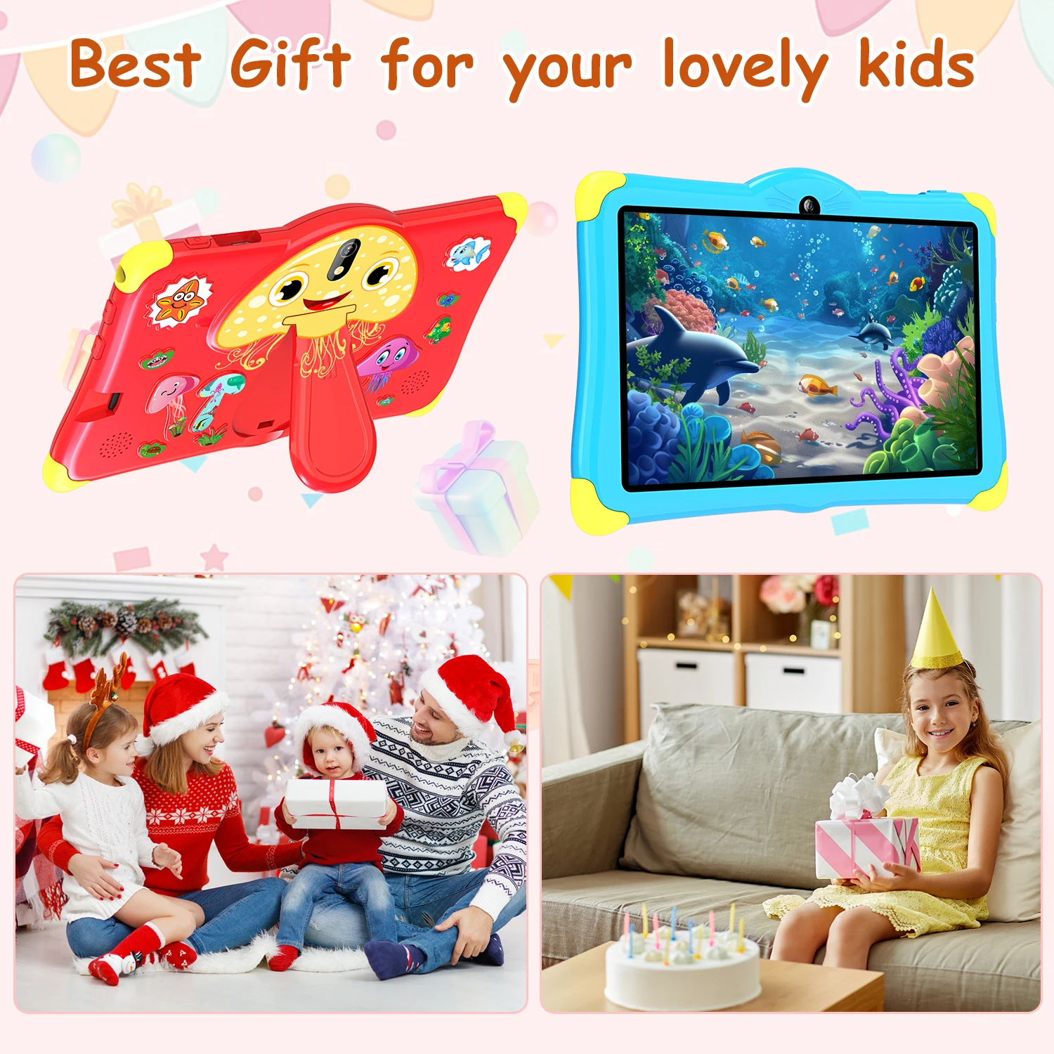 2024 China Gifts Price Creative Mushroom Android Kids PC Tablet For Children Mini 7 Inch Learning Educational Rugged Barata