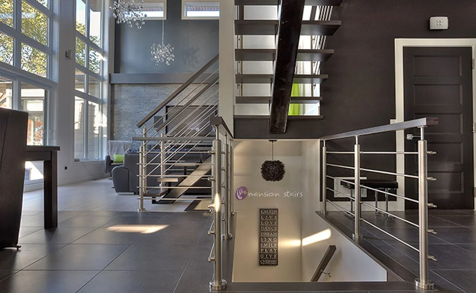 Modern Stainless Steel Mono Stringer Staircase