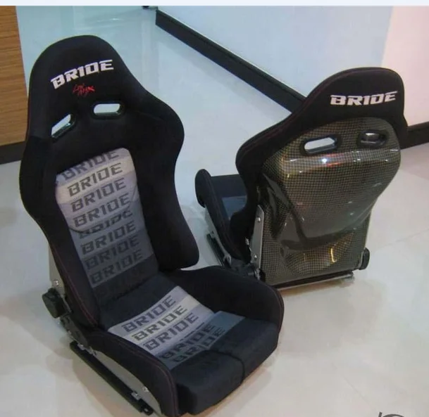 Sport Seats Reclinable Clothes/Blue Strip Left/Right Racing Bucket Seats Slider