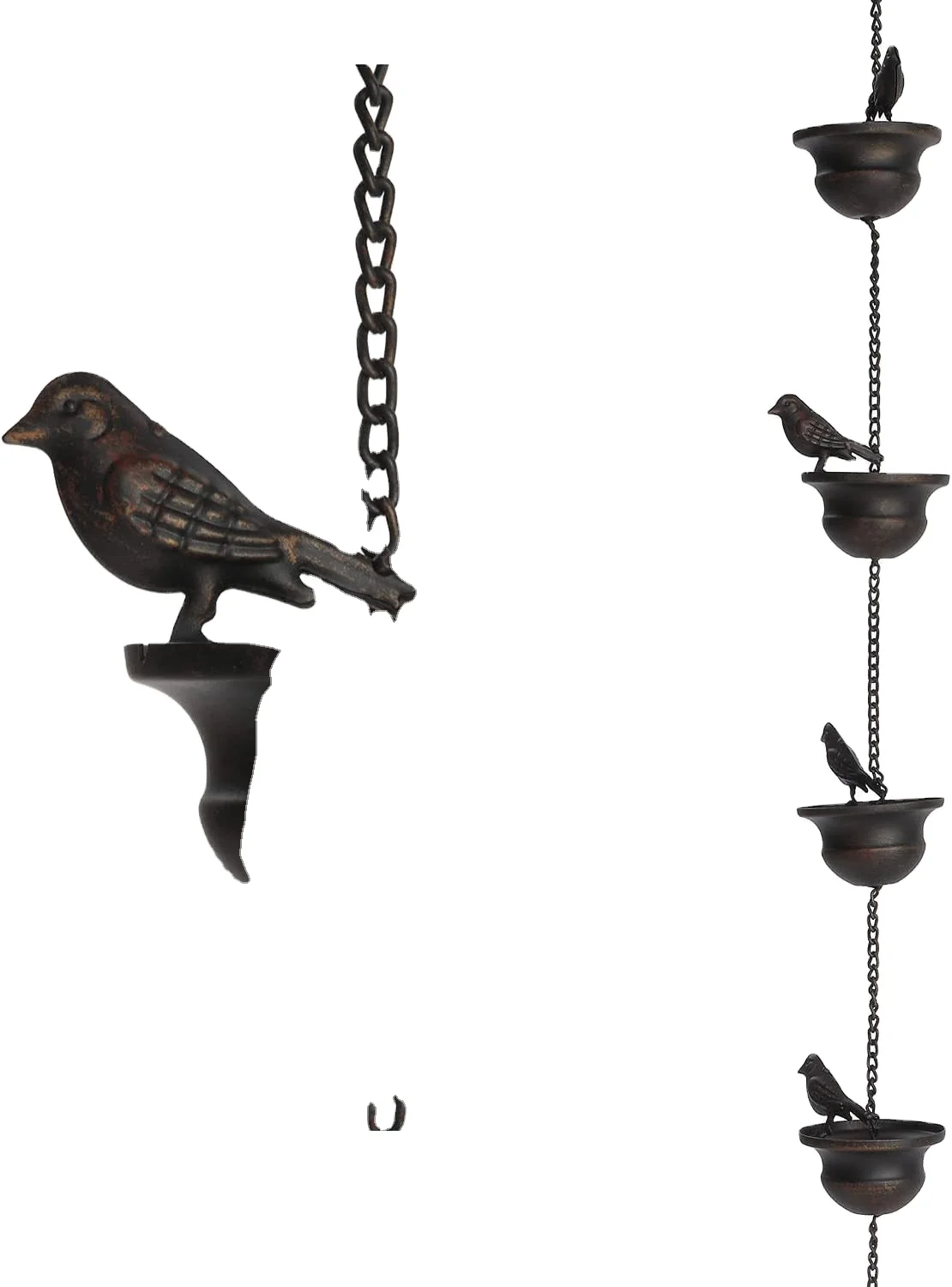Creative Birds On Cups Metal Rain Chain Rain Catcher For Gutter Roof Decoration Metal Drainage Rain Chain Downspout Tool