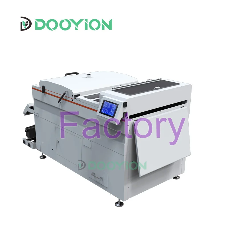 Dooyion factory China supplier digital display 650 D650 h650 dtf powder shaker with conveyor belt guide suction vacuum roller
