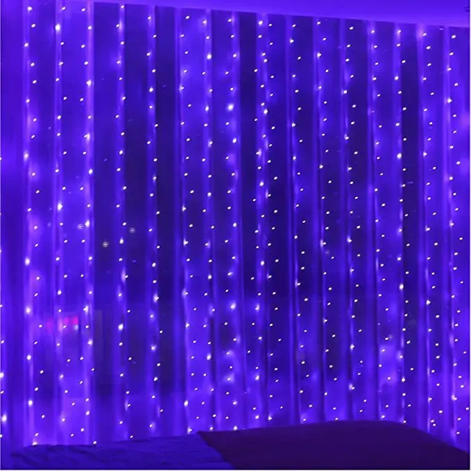 3*3M LED Curtain Lights Rainbow Color Waterproof Window Curtain Lights Holiday Decorative ambiance Lighting