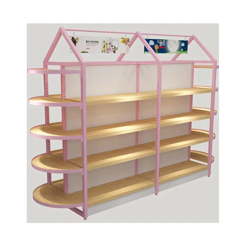 Miniso Wood Supermarket Shelves Display Retail Display Stand Hot Sale Dollar Stationary Convenience Store Shelving Wall Steel
