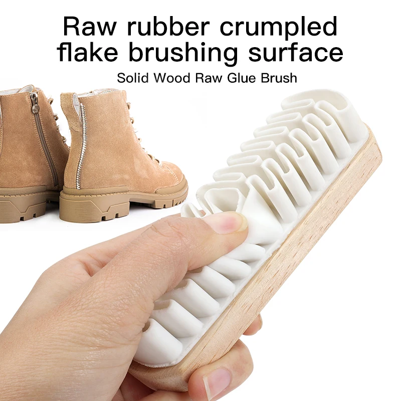 Factory Wholesale custom logo Wooden Shoe Cleaning Brush With Suede eraser Brush sneaker Brush