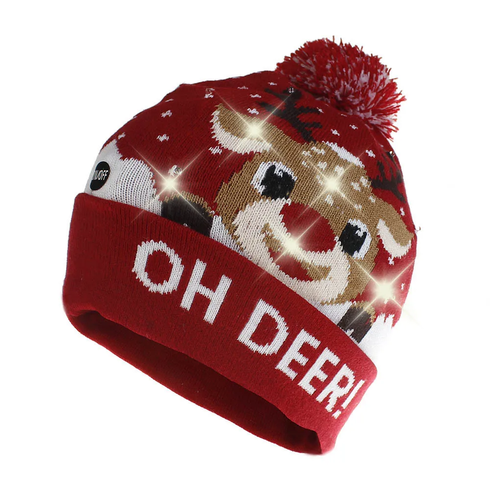 Christmas Knit Hat Tree Hat Light Up Knitted Hat For Children Adult Ugly Christmas Sweater Christmas Beanie New Year 2020 L0438