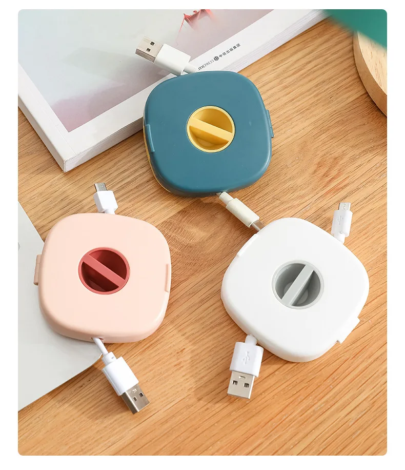 Cord Organizer Cable Winder Retractable Cable Clips Tangle-Free Cord Organizer Case Cable Reel Storage Organizer for USB Wires