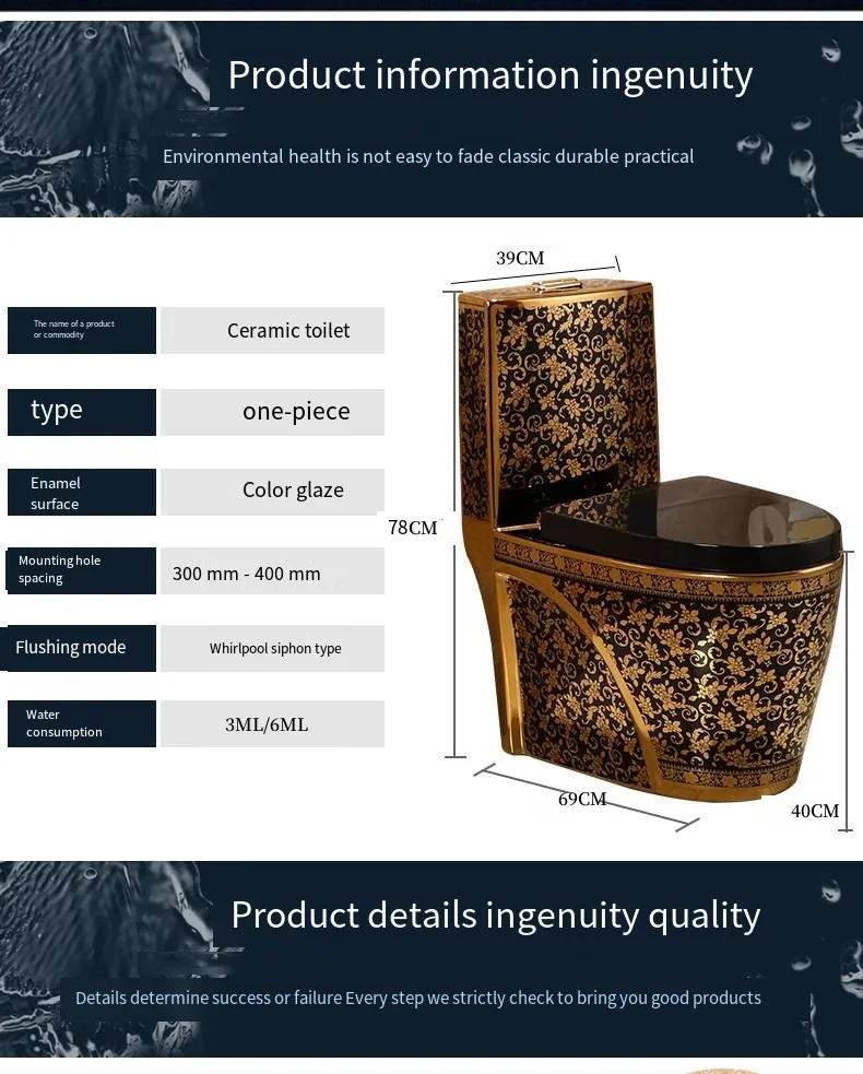 Siphon Toilet Retro Ceramic Art Toilet Toilet for Sale Household Porcelain Chinese Water Saving Antique Blue One Piece CE Modern