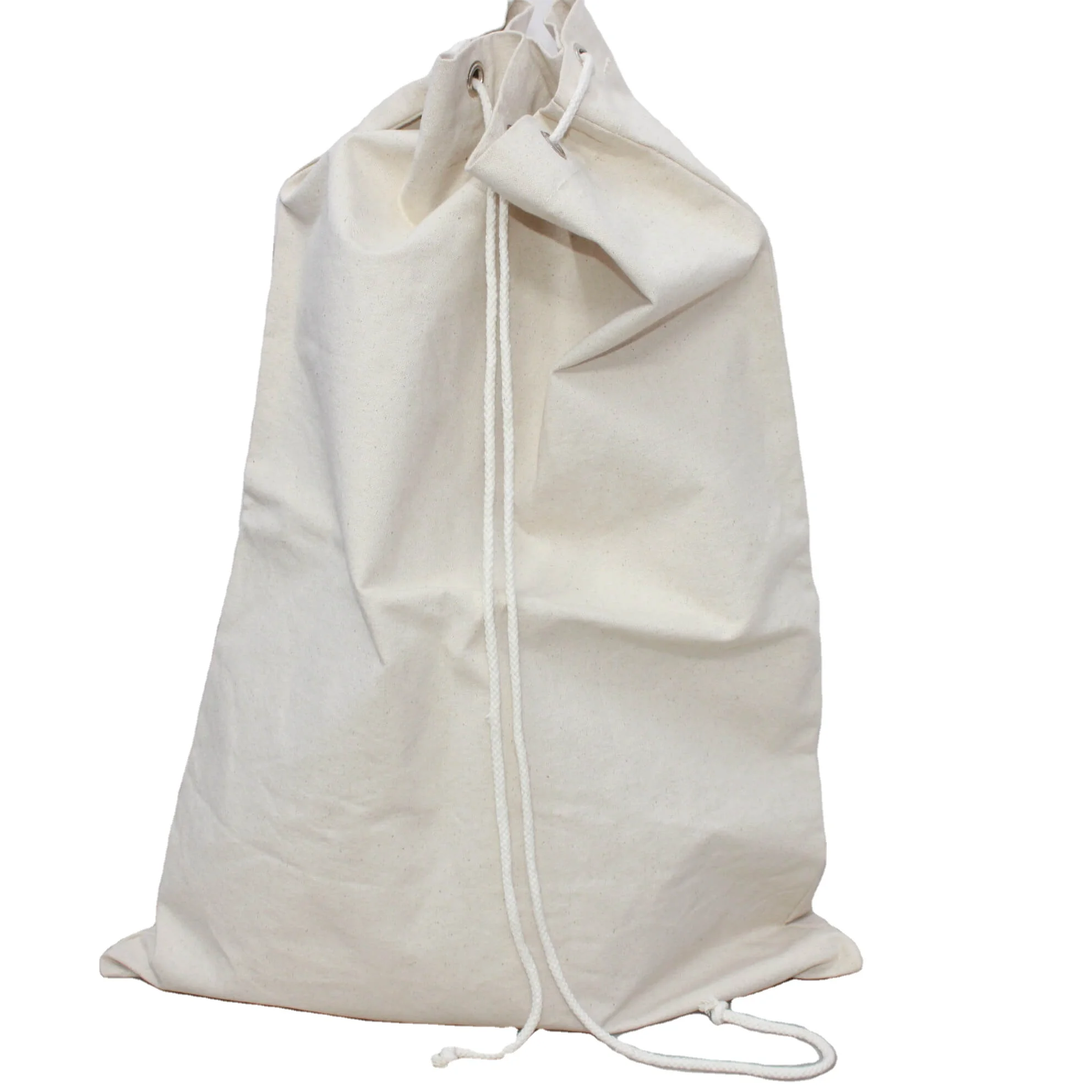 Thick Canvas Eyelid rope string pouch attached with metallic rivets