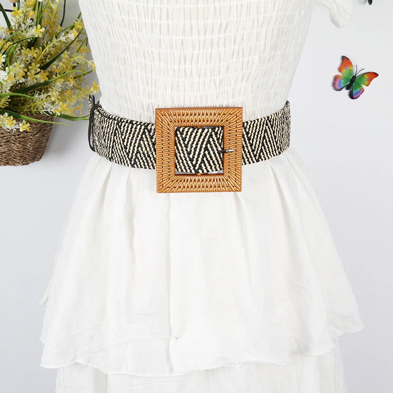 Оптовая продажа с фабрики, богемный ремень, квадратный, Круглый, булавка, Пряжка из полипропилена, тканый ремень для дам