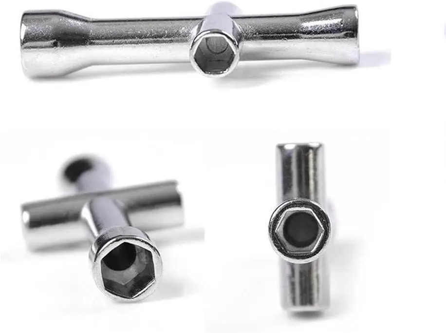CISIVIS 4-Piece Adjustable Steel Wheel Wrench Set Chrome Finish CRV Screw Nut Wrenches for RC Model Car Truck Mini Spanner