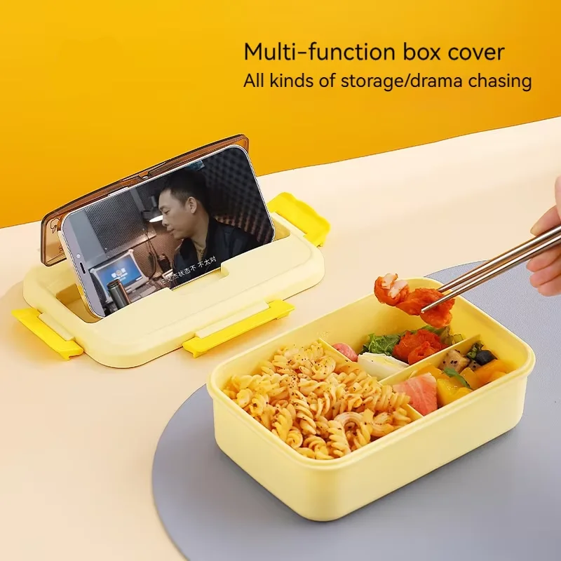 Small Yellow Duck Microwaveable Heating Students Work With Lunch Box Set Compartment Fruit Sealed Lunch Box