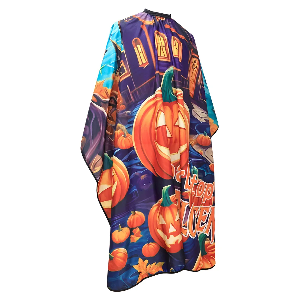 Halloween Hairdressing Apron Hairdresser Gown Barber Pumpkin Pattern Haircut Cloth Antistatic Hairstyling Capes Barber Tools