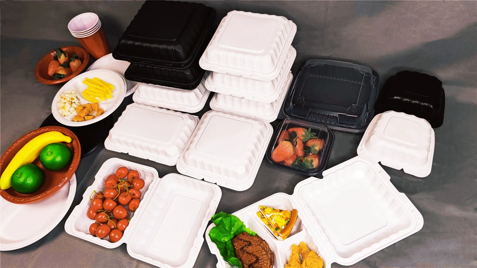 Герметичный одноразовый контейнер для еды с 3 отделениями в блистере 9 дюймов