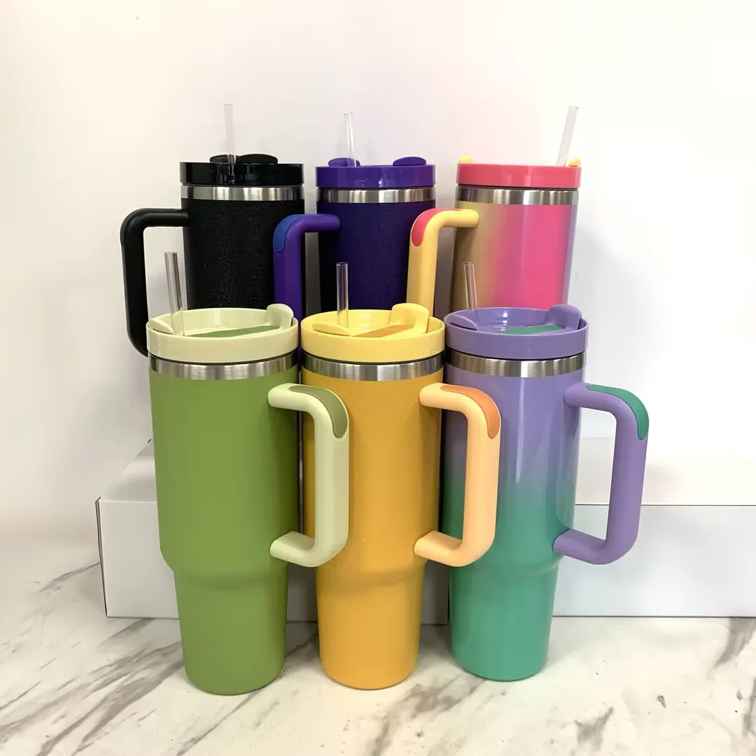 Hot Sale tumbler 40oz tumbler with handle Custom Stainless Steel Reusable Vacuum Tumbler In Stock Quencher