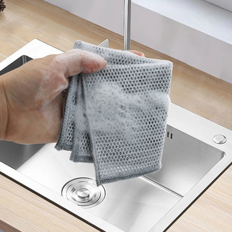Multipurpose Wire Dishwashing Rags for Wet Dry Metal Mesh Cloth Household Cleaning Tools Dishwashing Scouring Pad Kitchen Towel