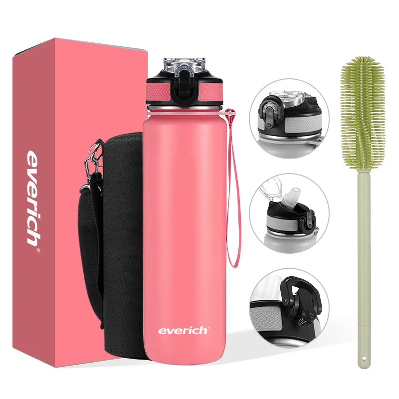 Everich Custom Color Double Wall Insulated Stainless Steel Water Bottle Arabic Vacuum flask with Straw Lid Keep Hot and Cold