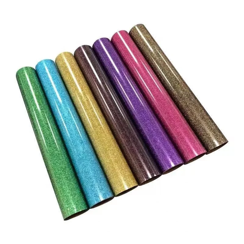 Korean Glitter Heat Transfer Vinyl Roll Glitter HTV Easy Weed And Peel For Clothing