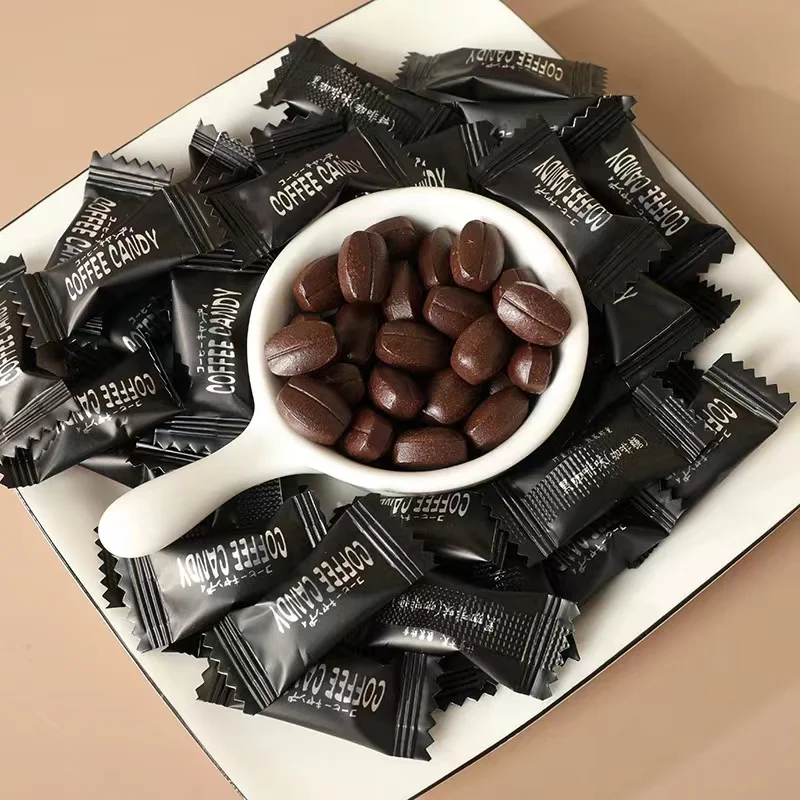 Hot Selling Individual Wrapped Sweets Hard Candy Coffee Chewable Tablets Candy OEM Coffee Bean Candy